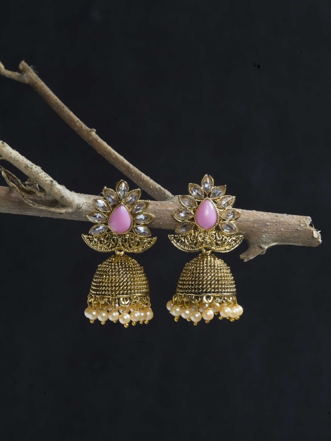Priyaasi Pink Gold-Toned Pink & White Stone Studded Pearl Beaded Floral Jhumka Earrings
Priyaasi Pink Gold-Toned Pink & White Stone Studded Pearl Beaded Floral Jhumka Earrings