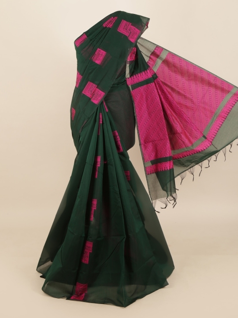 Pothys Green & Magenta Silk Cotton Saree