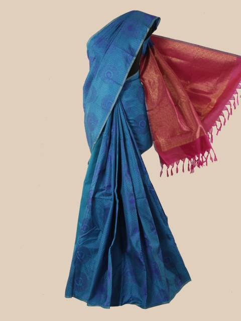 Pothys Blue & Pink Woven Design Pure Silk Kanjeevaram Saree