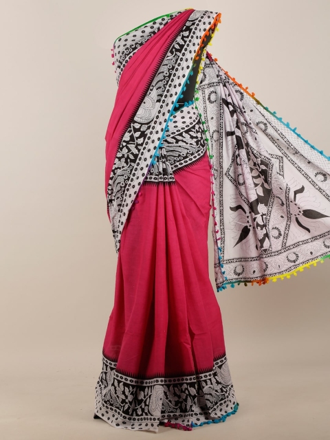 Pothys Pink & White Floral Saree