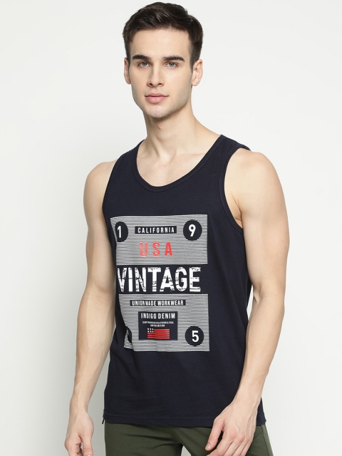 V2 Value & Variety Men Navy Blue & Grey Printed Basic Innerwear Vests