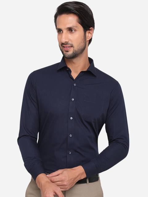 Greenfibre Men Blue Slim Fit Cotton Formal Shirt