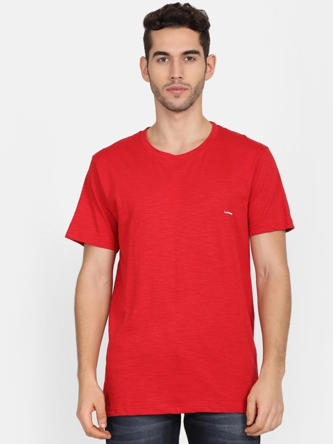 V2 Value & Variety Men Red Round Neck Solid T-shirt