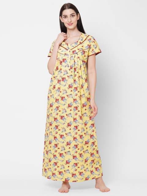 Sweet Dreams Yellow Printed Maxi Nightdress