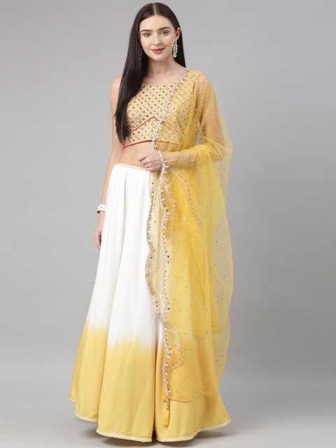 panchhi Yellow & White Embroidered Mirror Work Ready to Wear Lehenga & Unstitched Blouse With Dupatta
panchhi Yellow & White Embroidered Mirror Work Ready to Wear Lehenga & Unstitched Blouse With Dupatta