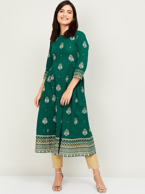 Melange by Lifestyle Women Green & White Cotton Ethnic Motifs Printed Anarkali Kurta
Melange by Lifestyle Women Green & White Cotton Ethnic Motifs Printed Anarkali Kurta