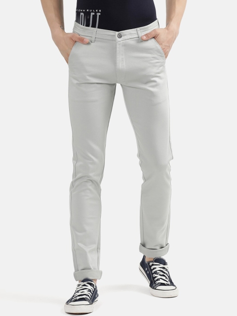 V2 Value & Variety Men Grey Pure Cotton Chinos Trousers
