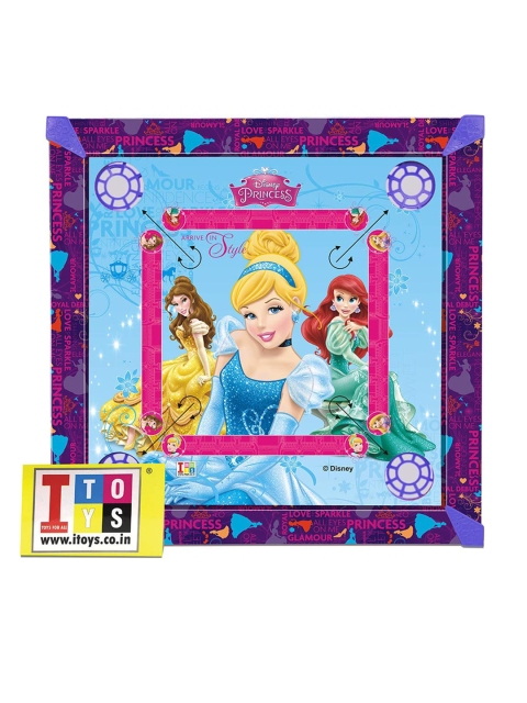 ITOYS Unisex Kids Blue & Purple Disney Princess Carrom Board