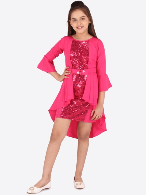 CUTECUMBER Pink Georgette Dress