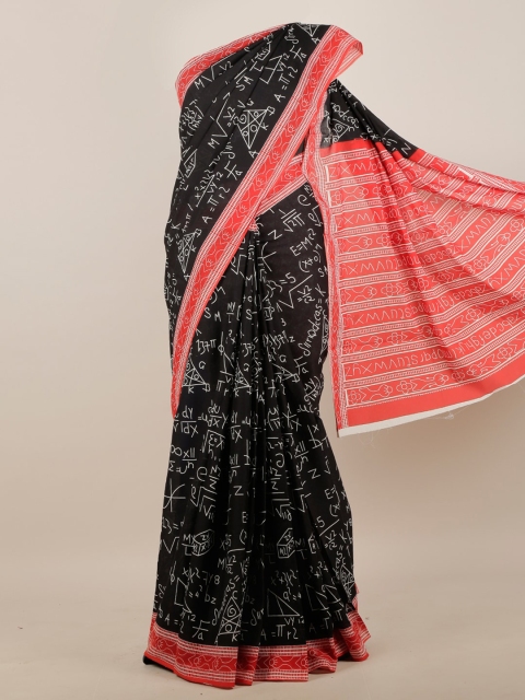 Pothys Black & White Geometric Printed Saree