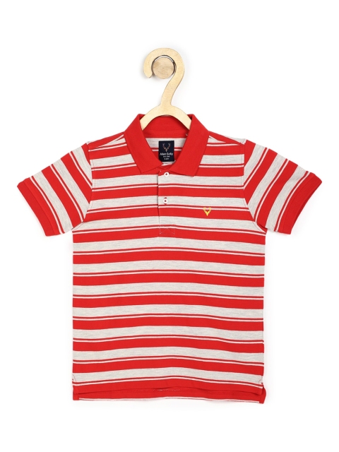 Allen Solly Junior Boys Red Striped Polo Collar T-shirt