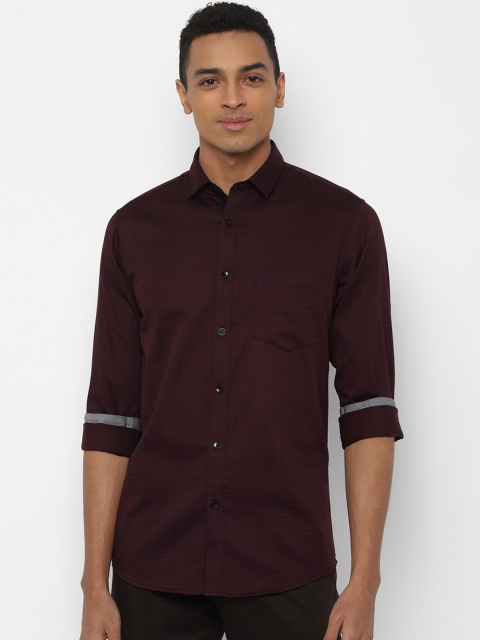 Allen Solly Men Maroon & Black Slim Fit Checked Pure Cotton Casual Shirt