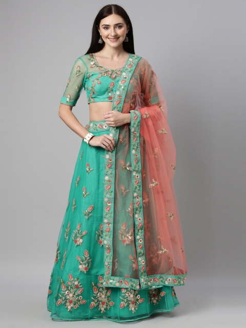 panchhi Green & Peach-Coloured Embellished Semi-Stitched Lehenga & Unstitched Blouse, Sea green
panchhi Green & Peach-Coloured Embellished Semi-Stitched Lehenga & Unstitched Blouse, Sea green