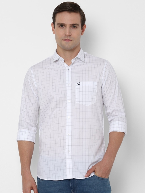 Allen Solly Men White Slim Fit Checked Casual Shirt