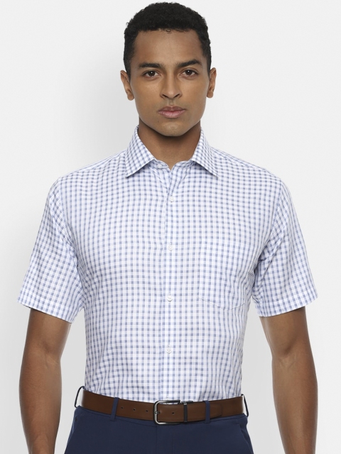 Van Heusen Men Blue And White Gingham Checks Checked Shirt