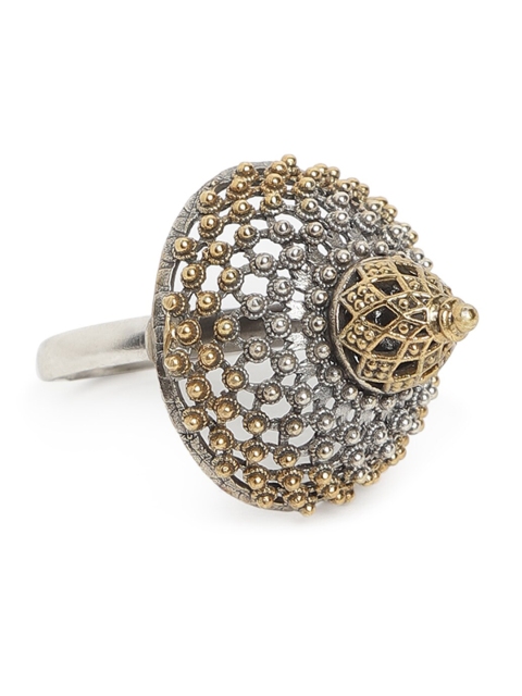 Fabindia Women Silver-Toned & Gold-Toned Textured Finger Ring