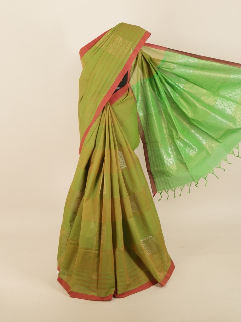 Pothys Green & Red Zari Saree