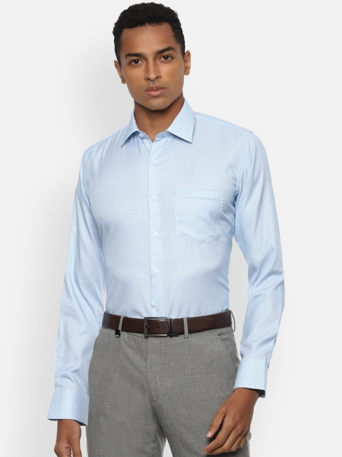 Van Heusen Men Blue Slim Fit Checked Formal Shirt
