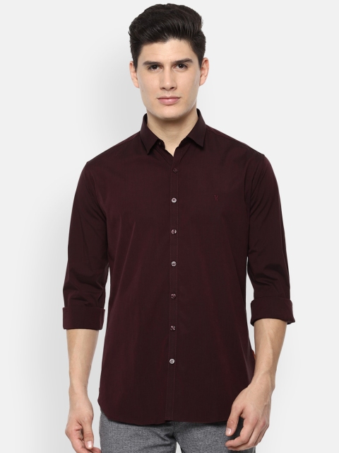 V Dot Men Maroon Slim Fit Casual Shirt