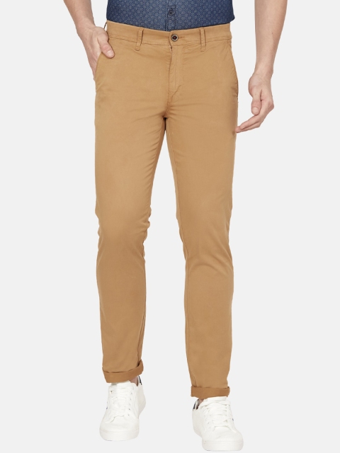 Oxemberg Men Mustard Yellow Slim Fit Trousers