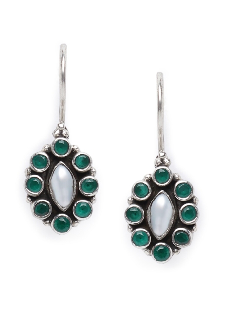 Fabindia Silver-Toned and Green Contemporary Artificial Stones Studded Drop Earrings
Fabindia Silver-Toned and Green Contemporary Artificial Stones Studded Drop Earrings