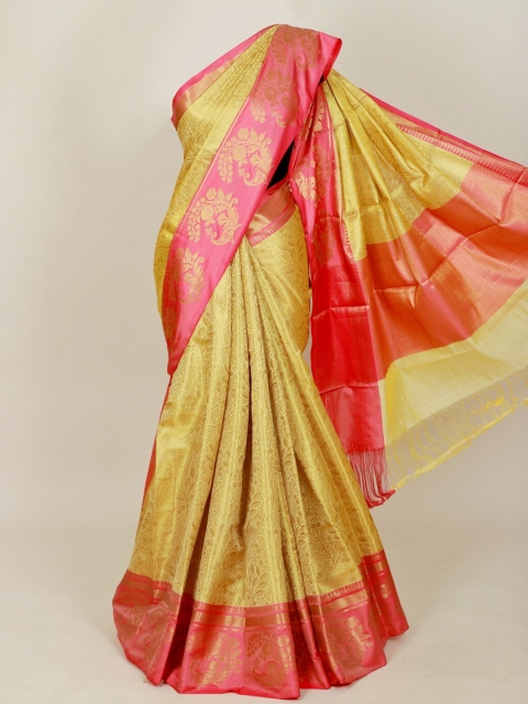 Pothys Yellow & Pink Woven Design Art Silk Banarasi Saree