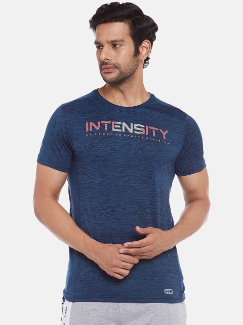 Ajile by Pantaloons Men Navy Blue Typography Printed Slim Fit T-shirt