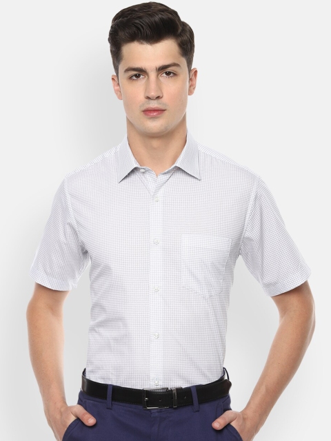 Van Heusen Men White Printed Formal Cotton Shirt