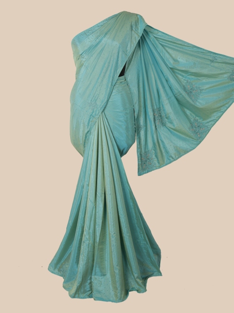 Pothys Turquoise Blue Embellished Art Silk Saree