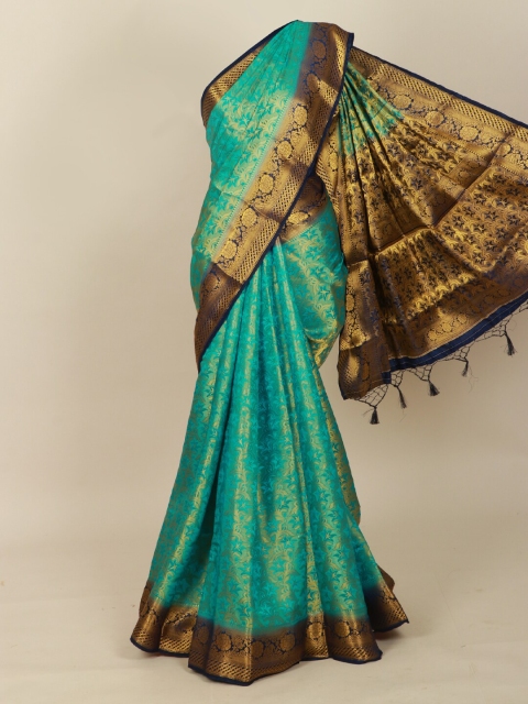 Pothys Sea Green & Navy Blue Woven Design Zari Art Silk Banarasi Saree