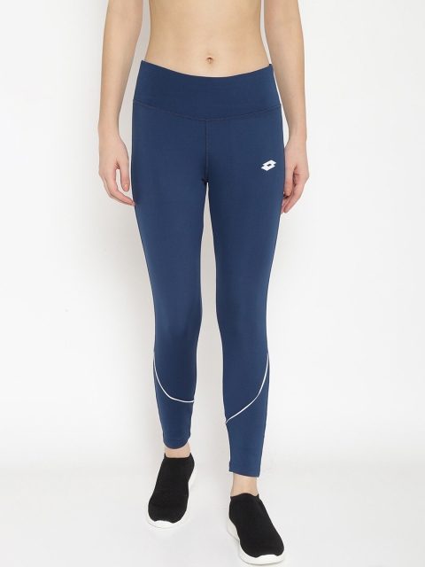 Lotto Women Blue Solid Ankle-Length Leggings