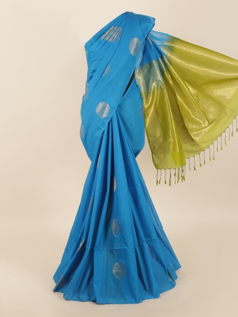 Pothys Blue & Green Ethnic Motifs Saree