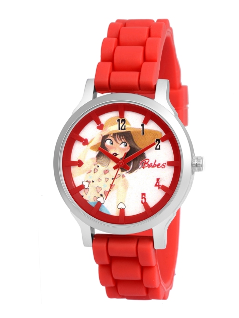 Kool Kidz Unisex Kids Multicoloured Printed Dial & Red Straps Analogue Watch