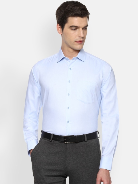 Van Heusen Men Blue Slim Fit Self Design Formal Shirt