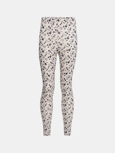 Jockey Girls Blue & White Printed Slim-Fit Ankle-Length Leggings