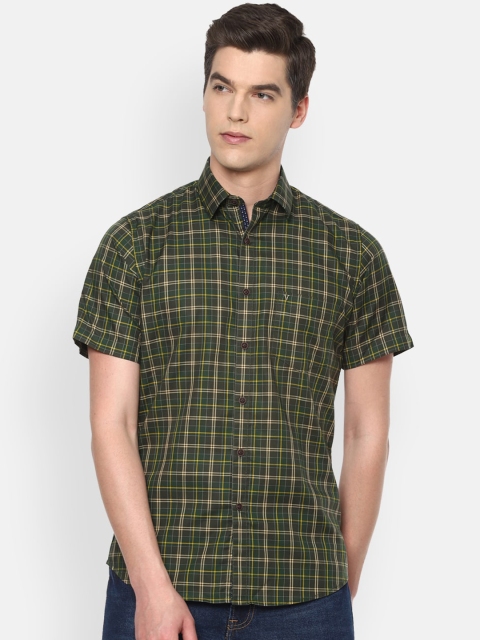 Van Heusen Sport Men Green Slim Fit Checked Casual Shirt