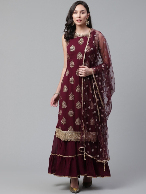 Chhabra 555 Women Burgundy Ethnic Motifs Embroidered Layered Kurta with Sharara & With Dupatta
Chhabra 555 Women Burgundy Ethnic Motifs Embroidered Layered Kurta with Sharara & With Dupatta