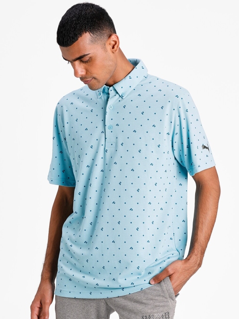 Puma Men Blue Printed Polo Collar Piqu P dryCELL T-shirt