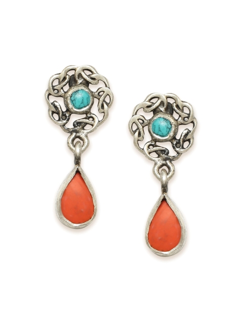 Fabindia Silver-Toned Contemporary Drop Earrings