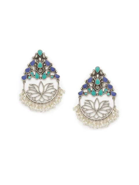Fabindia Silver-Toned Classic Drop Earrings