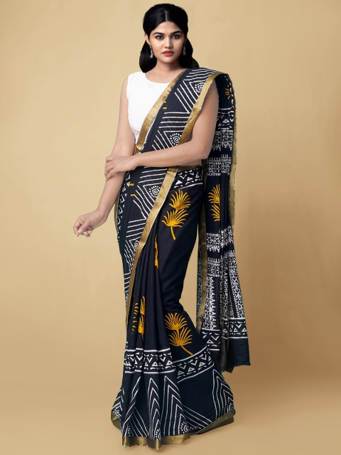 Unnati Silks Women Black & Yellow Pure Hand Block Printed Mulmul Cotton Sustainable Saree
Unnati Silks Women Black & Yellow Pure Hand Block Printed Mulmul Cotton Sustainable Saree