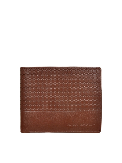 Allen Cooper Men Brown Textured Leather Two Fold Wallet