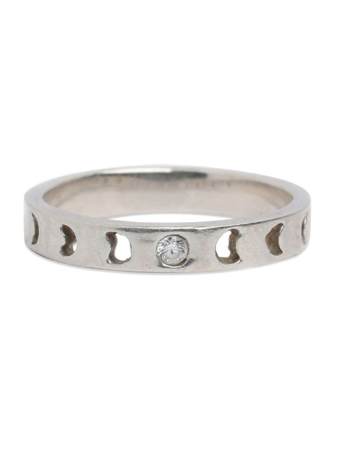 ahilya Silver-Toned & White Stone-Studded Handcrafted Finger Ring