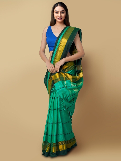 Unnati Silks Green & Navy Blue Ethnic Motifs Silk Cotton Handloom Narayan Peth Saree
Unnati Silks Green & Navy Blue Ethnic Motifs Silk Cotton Handloom Narayan Peth Saree