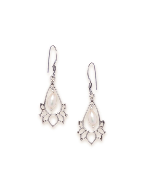 Fabindia Silver-Toned Contemporary Drop Earrings