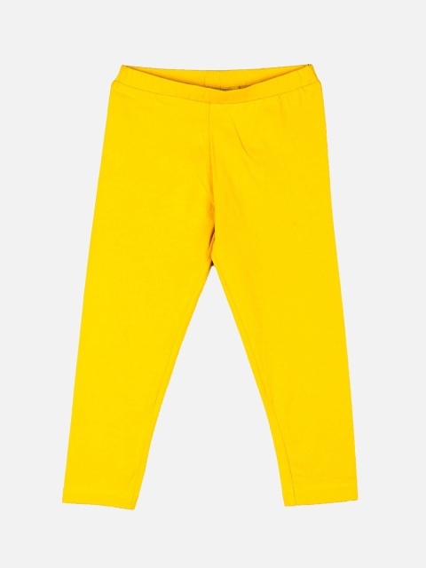 Peppermint Girls Yellow Solid Ankle-Length Leggings
