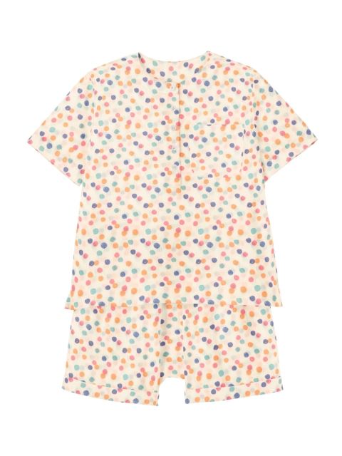 THE BABY ATELIER Kids Peach-Coloured Printed Organic Cotton Night suit