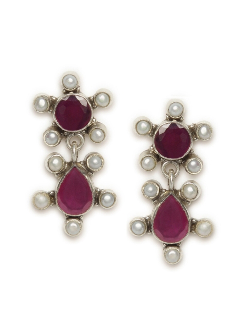 Fabindia Silver-Toned Contemporary Drop Earrings
