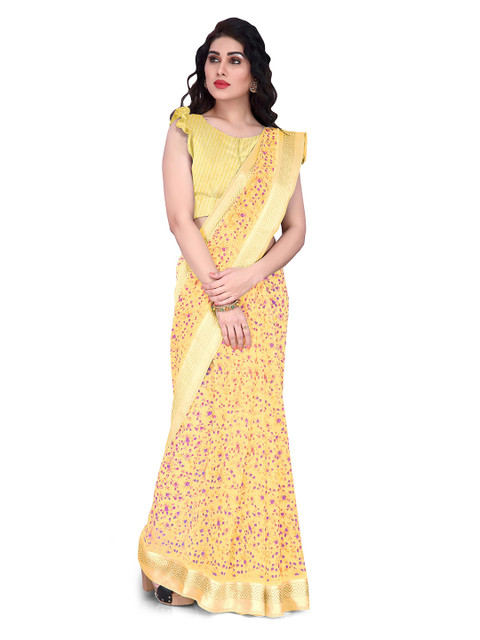 KALINI Women Light Orange Floral Print Saree 
KALINI Women Light Orange Floral Print Saree