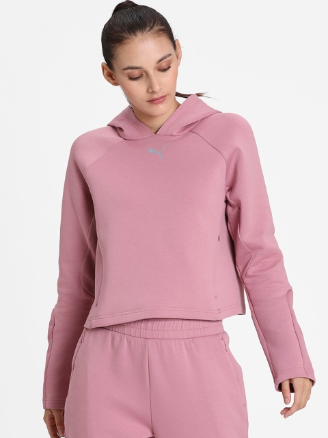 Puma Women Pink Hooded Evostripe dryCELL Sweatshirt